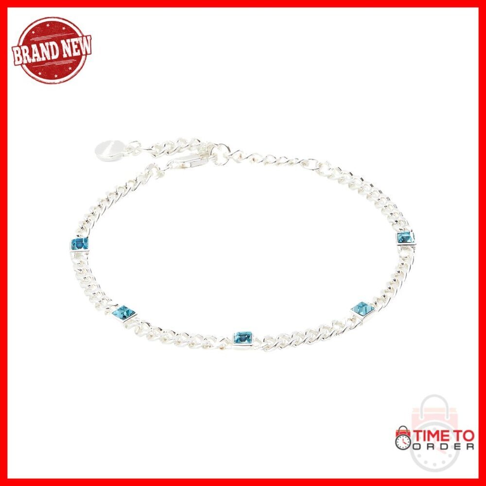 Sapphire Birthstone Curb Chain Bracelet, Nickel-Free Brass, 6.5-8 Inch